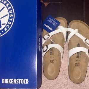 Birkenstock White Cross-Strap Sandals